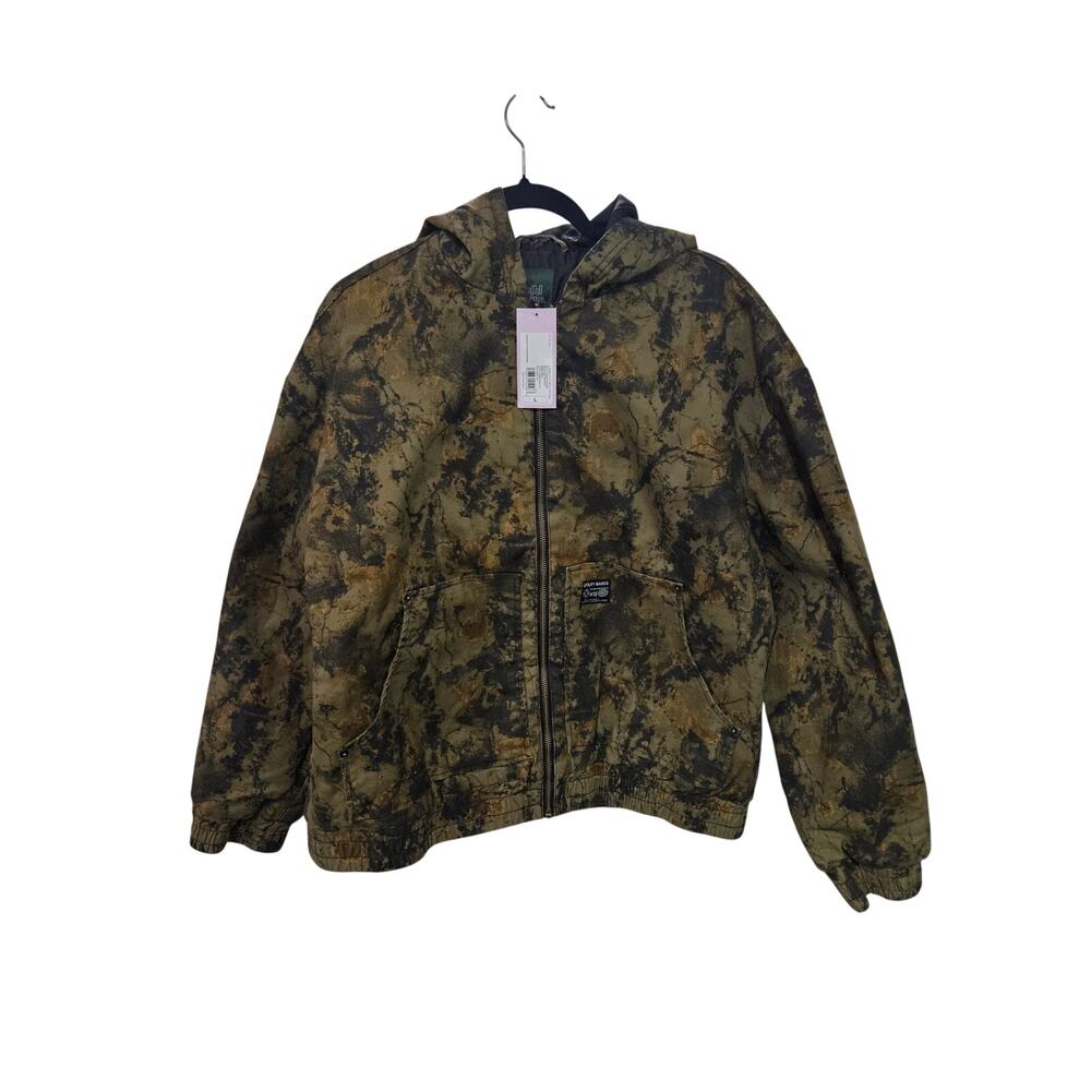 Wild Fable Utility Basics Womens LARGE Jacket Coat Military Green Zip Up Hooded